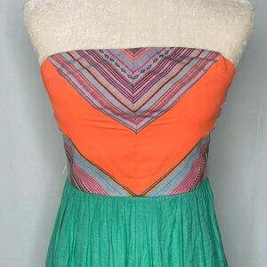 Jodiย Kristopher Mini Dress 5 Orange Mint Green Strapless Zipper BackโLined